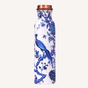 Coppertino Perched Blue Painted Water Bottle – 1 Litre