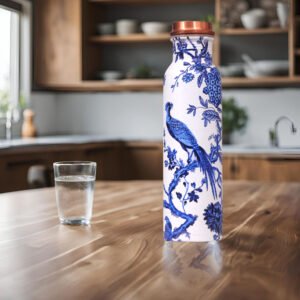 Coppertino Perched Blue Painted Water Bottle – 1 Litre