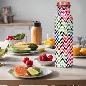 Coppertino Multicolored Chevron Pattern Water Bottle – 1 Litre